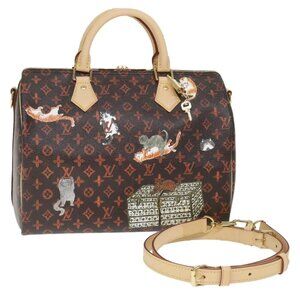 LOUIS VUITTON Catgram Speedy Bandouliere 30 Hand Bag Brown